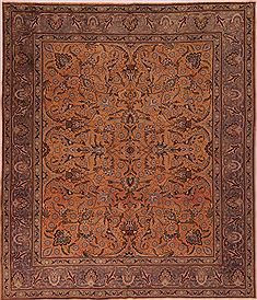 Persian Tabriz Orange Square 9 ft and Larger Wool Carpet 17159