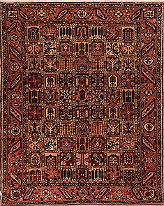Persian Bakhtiar Brown Rectangle 10x13 ft Wool Carpet 17170