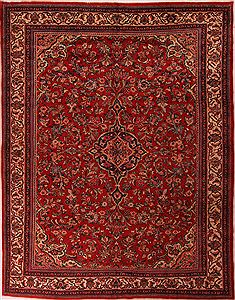 Moshk Abad Red Hand Knotted 10'4" X 13'2"  Area Rug 400-17184