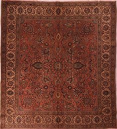 Persian Tabriz Purple Square 9 ft and Larger Wool Carpet 17190