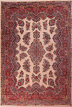 Persian Kerman White Rectangle 10x14 ft Wool Carpet 17240