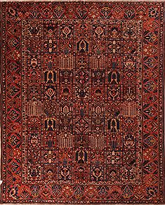 Persian Bakhtiar Brown Rectangle 10x12 ft Wool Carpet 17264
