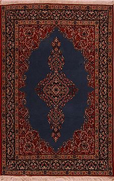Persian Qum Blue Rectangle 5x7 ft Wool Carpet 17362