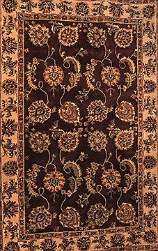 Chinese sarouk Brown Rectangle 5x8 ft Wool Carpet 17430