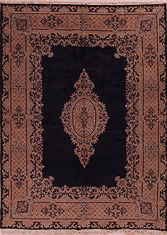 Persian Kerman Blue Rectangle 9x12 ft Wool Carpet 17530