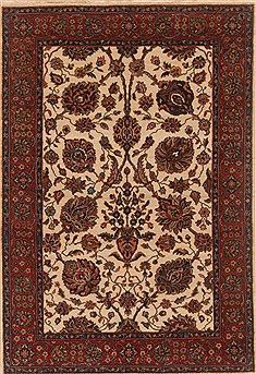 Indian Tabriz Beige Rectangle 4x6 ft Wool Carpet 19954