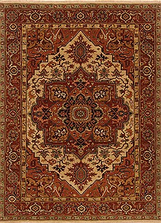 Indian Serapi Brown Rectangle 5x7 ft Wool Carpet 20376