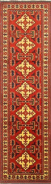 Turkman Brown Runner Hand Knotted 2'9" X 9'8"  Area Rug 250-22715
