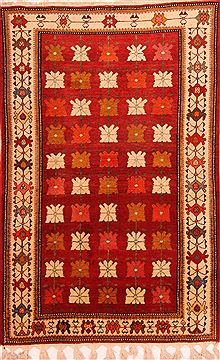 Gabbeh Red Hand Knotted 4'9" X 7'3"  Area Rug 100-24358