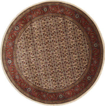 Herati Beige Round Hand Knotted 8'0" X 8'0"  Area Rug 250-25288