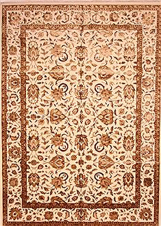 Indian Kashan White Rectangle 10x14 ft Wool Carpet 25296