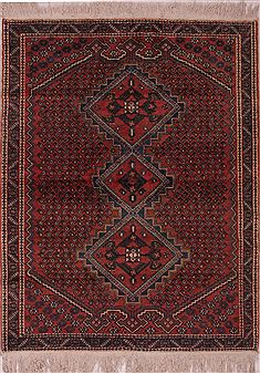 Afshar Red Hand Knotted 4'6" X 6'0"  Area Rug 400-26693