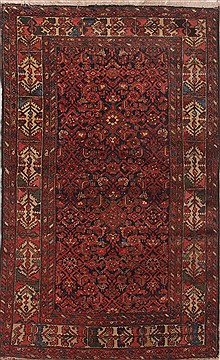 Malayer Red Hand Knotted 4'2" X 6'8"  Area Rug 400-26719