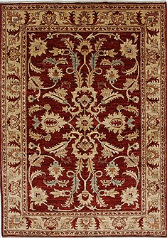 Pishavar Red Hand Knotted 4'9" X 6'9"  Area Rug 250-27201