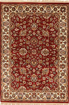 Indian Jaipur Red Rectangle 4x6 ft Wool Carpet 28243