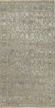 Indian Jaipur Grey Runner 13 to 15 ft wool and silk Carpet 75812