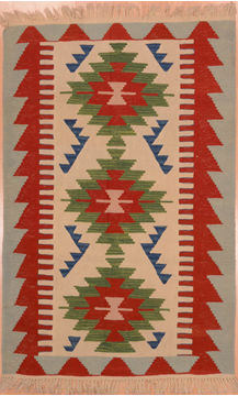Afghan Kilim Red Rectangle 4x6 ft Wool Carpet 109315
