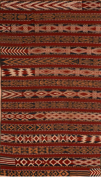 Afghan Kilim Red Rectangle 8x11 ft Wool Carpet 110905
