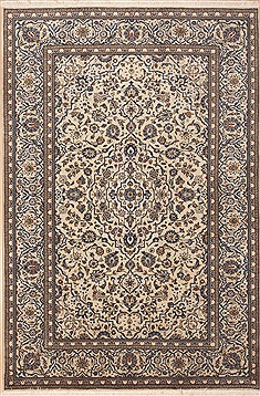 Kashan Beige Hand Knotted 6'8" X 10'0"  Area Rug 100-12283