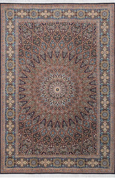 Pak-Persian Black Hand Knotted 6'2" X 9'2"  Area Rug 700-143417
