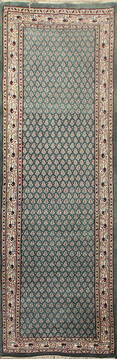 Persian Green Runner Hand Knotted 2'6" X 12'0"  Area Rug 902-145177