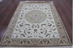 Persian Beige Hand Knotted 5'7" X 7'10"  Area Rug 902-146641