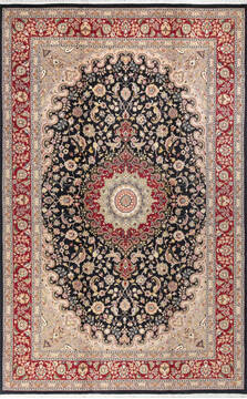 Pak-Persian Black Hand Knotted 6'0" X 9'4"  Area Rug 700-147466