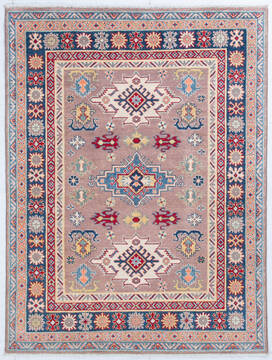 Afghan Kazak Orange Rectangle 5x7 ft Wool Carpet 148091