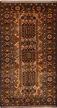 Baluch Brown Hand Knotted 3'7" X 6'8"  Area Rug 100-15106