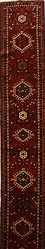 Karajeh Red Runner Hand Knotted 2'7" X 15'5"  Area Rug 250-16055
