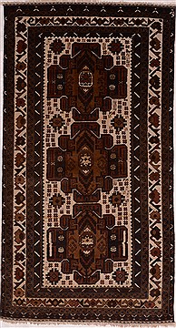 Baluch White Hand Knotted 3'3" X 6'1"  Area Rug 100-16279