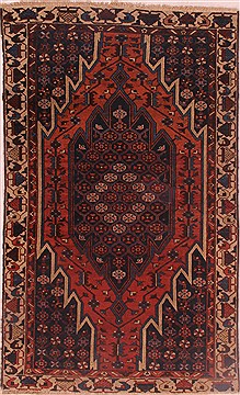 Mazlaghan Blue Hand Knotted 3'11" X 6'4"  Area Rug 400-16398