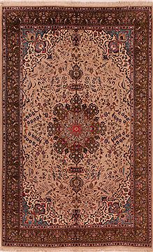 Persian Tabriz Beige Rectangle 6x9 ft Wool Carpet 16432