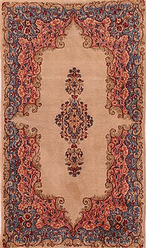 Persian Kerman Beige Rectangle 3x5 ft Wool Carpet 16436