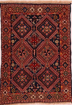 Yalameh Brown Hand Knotted 3'5" X 4'1"  Area Rug 400-16455