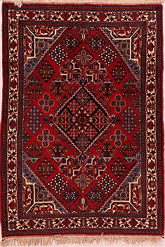 Joshaghan Red Hand Knotted 3'7" X 5'2"  Area Rug 400-16458
