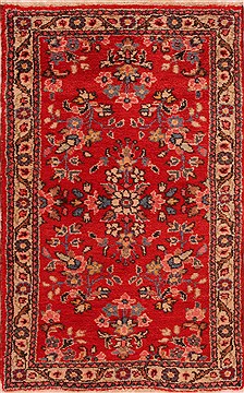 Persian Hamedan Red Rectangle 2x4 ft Wool Carpet 16460