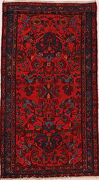 Persian Hamedan Red Rectangle 4x6 ft Wool Carpet 16471