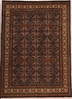 Persian Tabriz Green Rectangle 7x9 ft Wool Carpet 16474