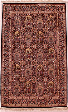 Turco-Persian Blue Hand Knotted 6'0" X 9'8"  Area Rug 400-16476