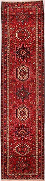 Gharajeh Red Runner Hand Knotted 3'2" X 13'2"  Area Rug 400-16492
