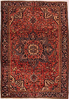 Persian Heriz Purple Rectangle 8x11 ft Wool Carpet 16505