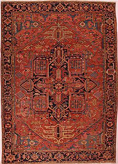 Persian Heriz Purple Rectangle 9x12 ft Wool Carpet 16532