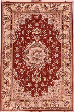 Persian Tabriz Brown Rectangle 3x5 ft Wool Carpet 16636