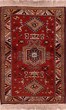 Persian Turco-Persian Red Rectangle 2x4 ft Wool Carpet 16721