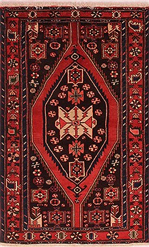 Mazlaghan Red Hand Knotted 3'11" X 6'8"  Area Rug 400-16722