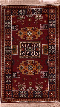 Turco-Persian Red Hand Knotted 2'9" X 4'3"  Area Rug 400-16723