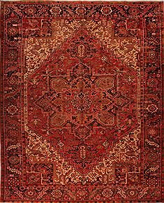 Persian Heriz Red Rectangle 9x12 ft Wool Carpet 16742