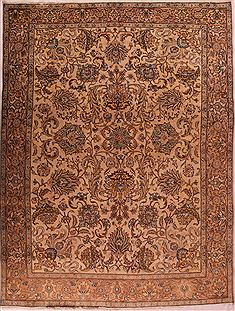 Persian Tabriz Beige Rectangle 9x12 ft Wool Carpet 16773