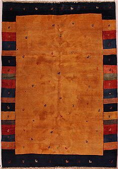 Persian Gabbeh Yellow Rectangle 7x10 ft Wool Carpet 16778
